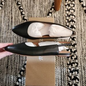 *NEW* Madewell True Black Leather Slingback Flats